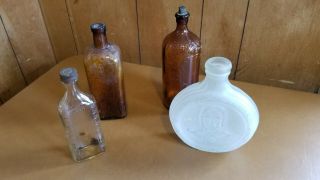 Set Of 4 Vintage Glass Bottles Peptenoids Clorox Woodrow Wilson
