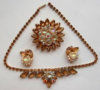 Juliana D&e Verified Topaz Scooped Necklace,  Brooch Pin And Earrings Set