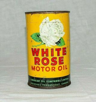 Vintage White Rose Motor Oil 1gl Tin Can Sign Canadian Oil