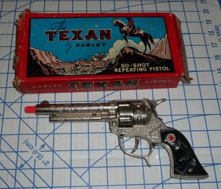 Vintage 1950s Hubley Texan Cap Gun Die - Cast Nickel Finish Gun