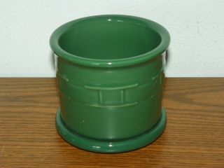 Longaberger Woven Traditions Pottery 1 Pint Crock W/ Coaster Lid Ivy Green Usa