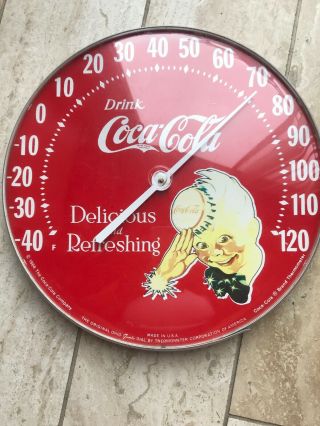Vintage 1984 Coca - Cola Coke 12 " Round Wall Thermometer Plastic Face