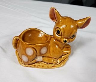Vintage Deer Fawn Egg Cup Ceramic Figurine Japan Tealight Holder Ring Holder