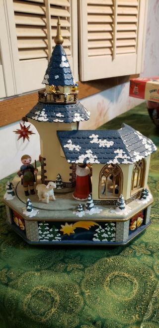 Hubrig W.  German Handmade Nativity Music Box,  Large,  10 " Widex 13 " Tall,