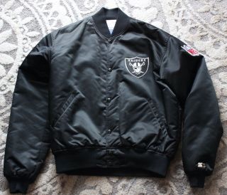 Vintage Oakland Raiders Starter Satin Jacket Back Patch Logo Youth Large