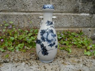 Antique Japanese Porcelain Vase - Blue And White Bottle Vase