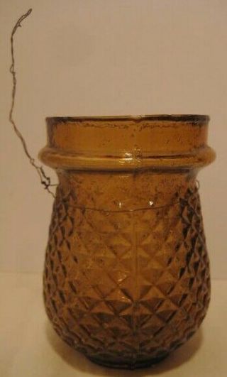 Old Antique Glass Victorian Christmas Candle Holder Lantern Fairy Lamp - Yellow