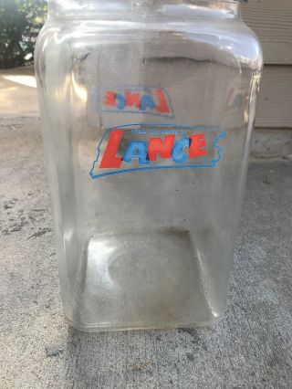Vintage Large Lance Cracker Store Jar Imprint On Bottom Logo