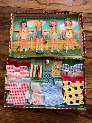 Vintage Little Travelers Sewing Kit Paper Dolls Outfits Dress Up Box To Go