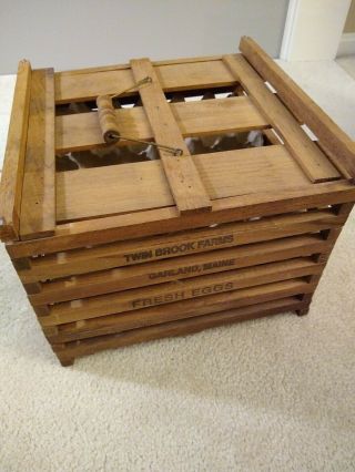 Twin Brook Farms,  Garland,  Maine - Fresh Eggs Wooden Egg Crate With Cartons