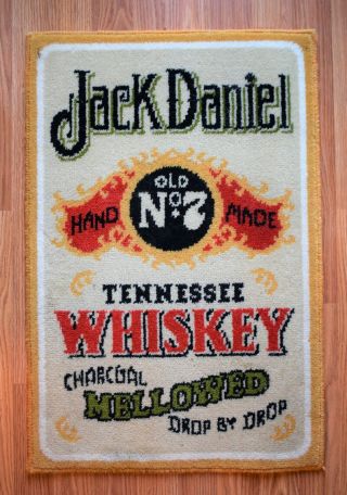 Vintage Authentic Jack Daniels Whiskey Rug Sign Hook Wall Tapestry 27 " X 18 "