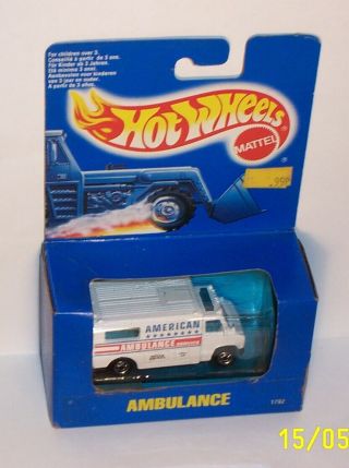 Hot Wheels Mattel Vintage Bw Blackwall Blue Card Box Ambulance - Mib