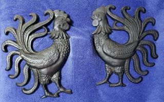 Rooster Cast Iron Plaques Rustic Hanging Wall Country Chicken Americana 9.  5 "
