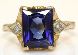 Gorgeous Vintage 14k Yellow Gold Ring With 3.  04 Ctw Sapphire And Diamonds R14