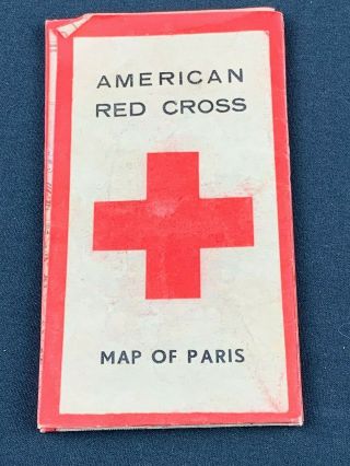 Ww2 Us Red Cross Map Of Paris & Clubs Printed On German Map