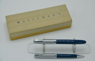 Vintage Waterman Lever Fill Fountain Pen & Pencil Set - 14kt Gold Nib - C1950 