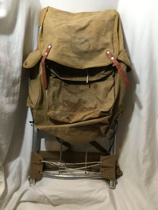 Vtg Boy Scouts Of America 1307 Tan Canvas Backpack Med Cruiser Aluminum Frame