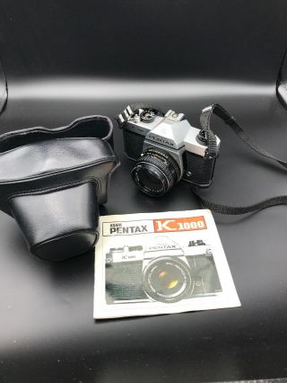 Vintage Asahi Pentax K1000 Se Camera With Strap And 50mm F1.  2 Lens