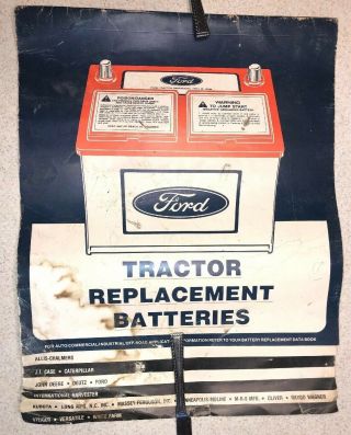 Ford Tractor Replacement Batteries Wall Chart Guide Paper 17”x22” 1980s Vtg