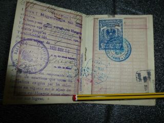 Vintage Passport France 1928 Visas Travel Stamps Fiscal Stamps Small Version