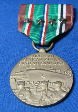 Wwii Eame European African Middle Eastern Campaign Medal With 4 Campaign Stars
