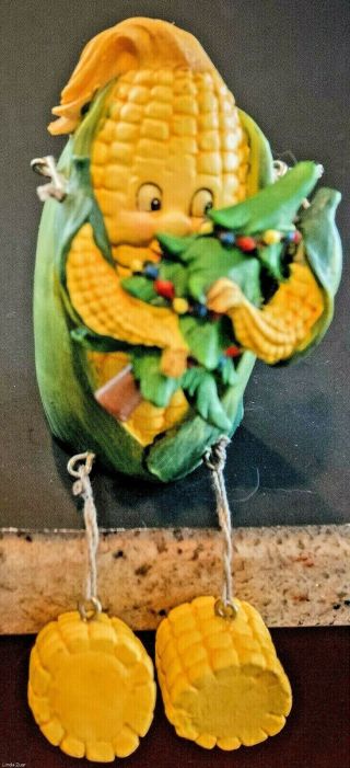 Vtg Vegetable Shelf Sitter " Ear Of Corn " Anthropomorphic Resin Christmas Figure