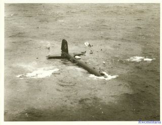 Press Photo: Aerial View of Shot Down Luftwaffe Fw.  200 Bomber w/ Crew in Water 2
