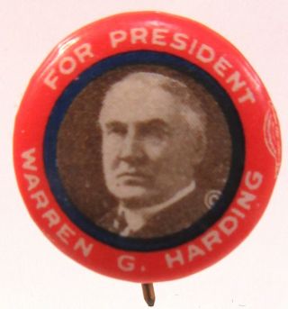 1920 For President Warren G.  Harding Red Border 5/8 " Pinback Button ^