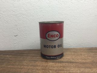 Vintage Enco (humble) Motor Oil Quart Can - Sae 40 - Full In Great Shape
