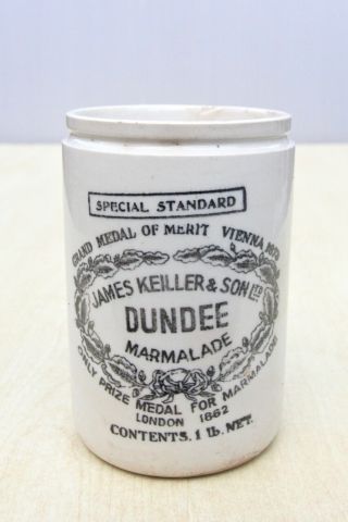 Vintage C1900s 1lb Taller Size Special Standard James Keiller Marmalade Pot Jar