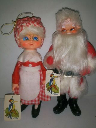 Vintage Santa & Mrs Claus 12 " Herman Pecker With Tag Made In Japan