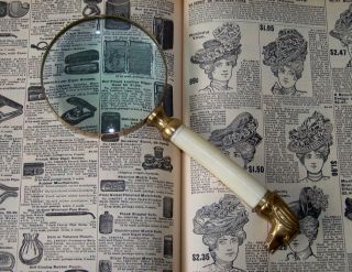 Vintage Brass Hound Dog Faux Bone Handle 4 " Round Lens Handheld Magnifying Glass