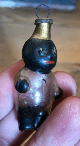 Antique German Figural Glass Christmas Ornament - Black Child Americana