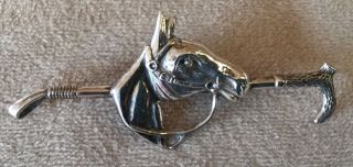 Crop And Horse Head Sterling Silver Pin Stockpin