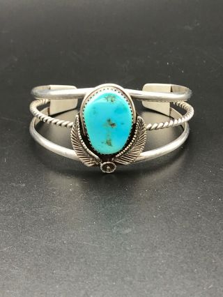Vintage Navajo Jewelry Turquoise Cuff Bracelet Sterling (25.  2g)