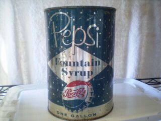 Metallic 1960s Pepsi One Gallon Fountain Syrup Can