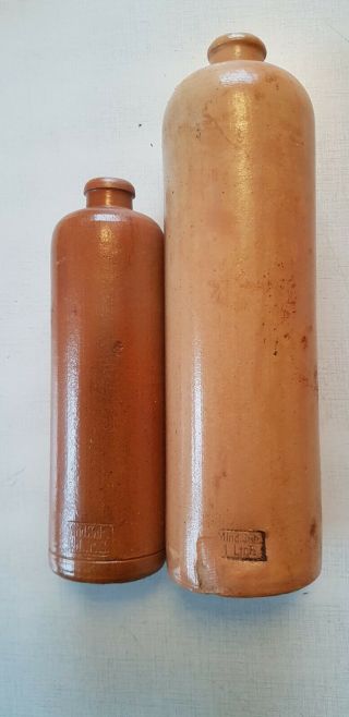 2 German Clay Bottles 1l & 0.  5 L.  Ww2 Wehrmacht Camp Lw Ss Pioneer Gebirgsjäger