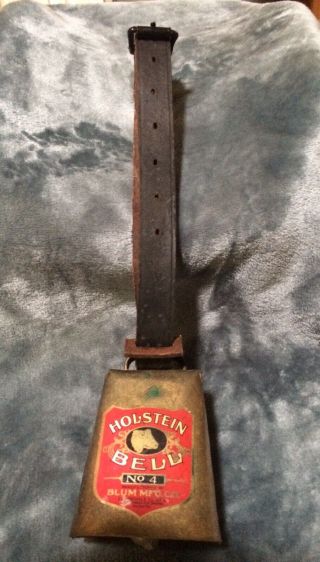 Vintage Holstein Bell No 4 With Collar Blum Mfg Co.  Collinsville,  Illinois Usa