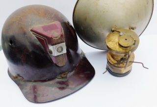 Vintage Miners Hat and Carbide Lamp Auto Lite 3