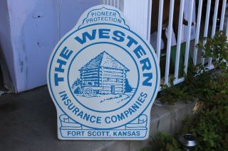 Near Vintage 31 " Porcelain Sign - The Western Insurance Companies