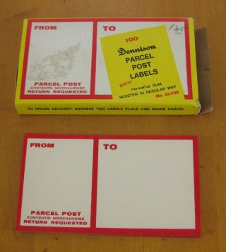Vintage Dennison Parcel Post Labels Permaflat Gum Postal Gummed Old