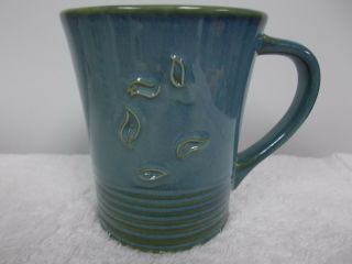The Republic Of Tea Embossed Leaves Blue Green Porcelain Coffee Cup Mug