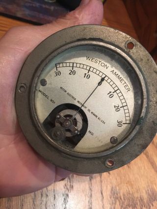 Vintage Weston Ammeter 3 - 1/4” Round Gauge