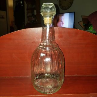 Vintage Ezra Brooks Whiskey Clear Glass Decanter Bottle W/ Stopper