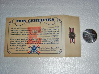 World War 2 Army - Navy Production Award Sterling Silver Pin/badge - Ww2/ww Ii
