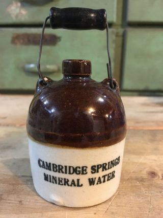 Vintage Cambridge Springs Mineral Water Bail Handled Mini Jug Salesman Sample