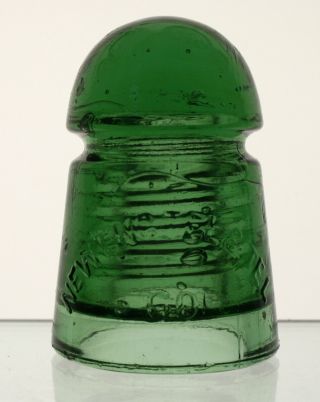 Green Cd 104 Eng Tel & Tel Co Glass Insulator - No Periods In Embossing