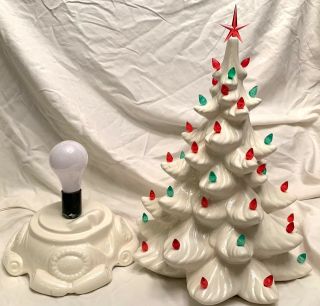 Vintage Atlantic Mold Lighted White Ceramic Christmas Tree 17 