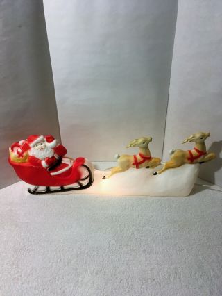 Vintage Union Products Santa Claus & Sleigh Blow Mold 7554 Lighted Christmas