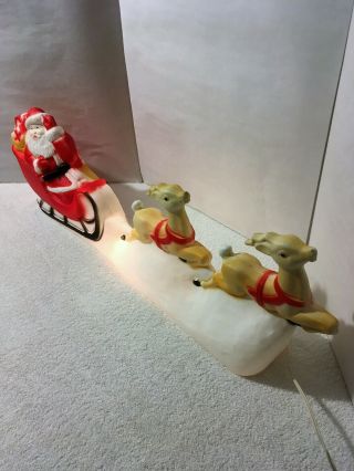 Vintage UNION PRODUCTS SANTA CLAUS & SLEIGH BLOW MOLD 7554 Lighted Christmas 2